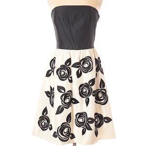 WHBM Floral Silk Strapless Rosette Dress